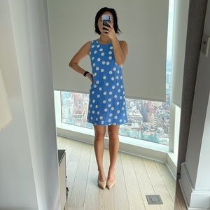 Island Company boutique blue and white polka dot linen dress in size S